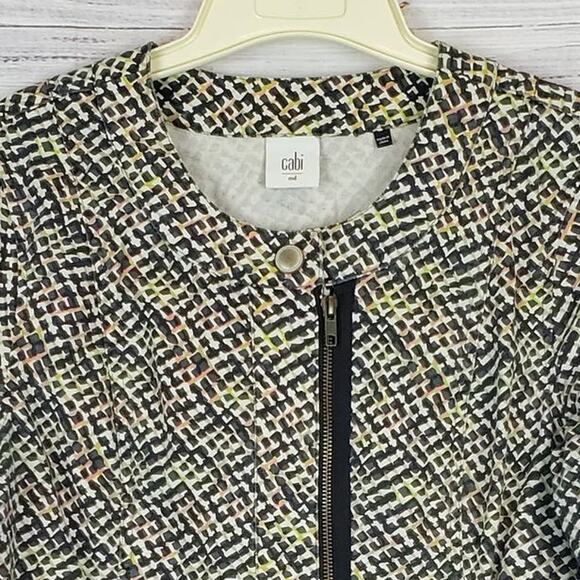 Cabi Cliffside Moto Jacket Zip Geocheck Blazer Coat Multicolor Academia Preppy M - Picture 4 of 11